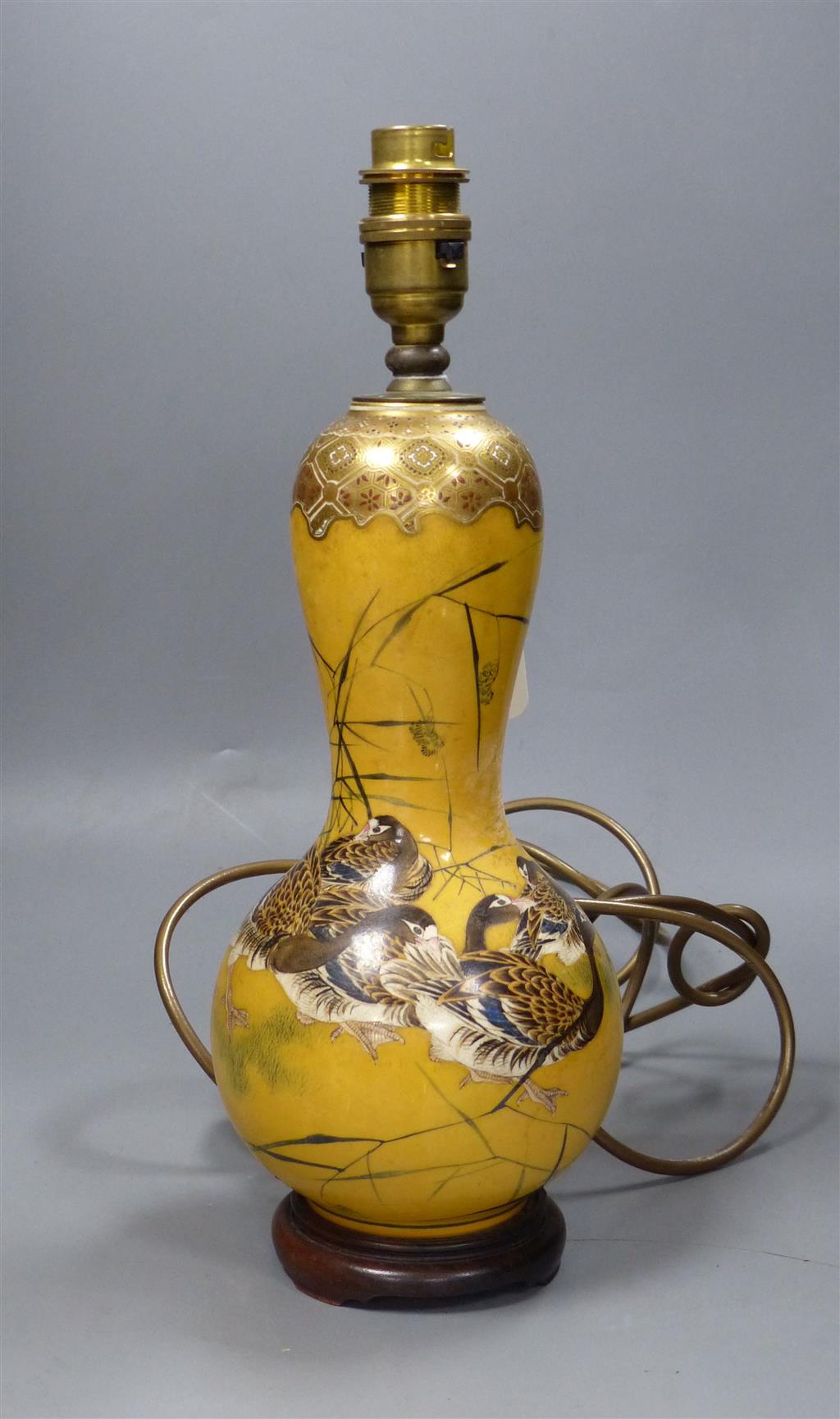 A Satsuma gourd shaped lamp base